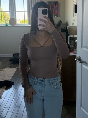 Abercrombie & Fitch Dusty Pink Long Sleeve Bodysuit